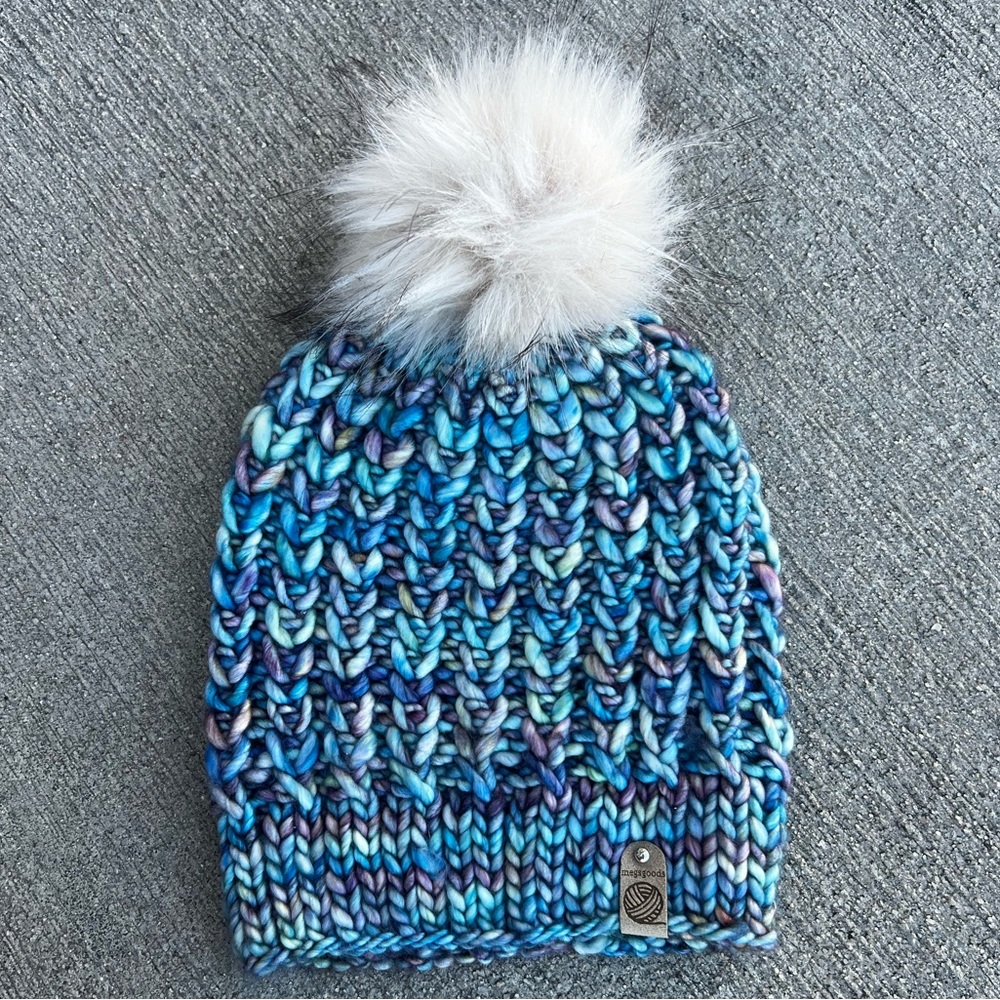 Handmade Knit Braided Hearts Beanie
